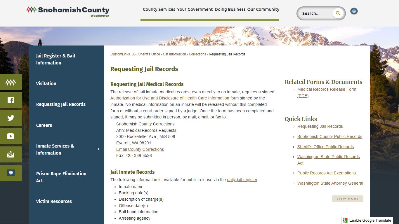 Requesting Jail Records | Snohomish County, WA - Official Website